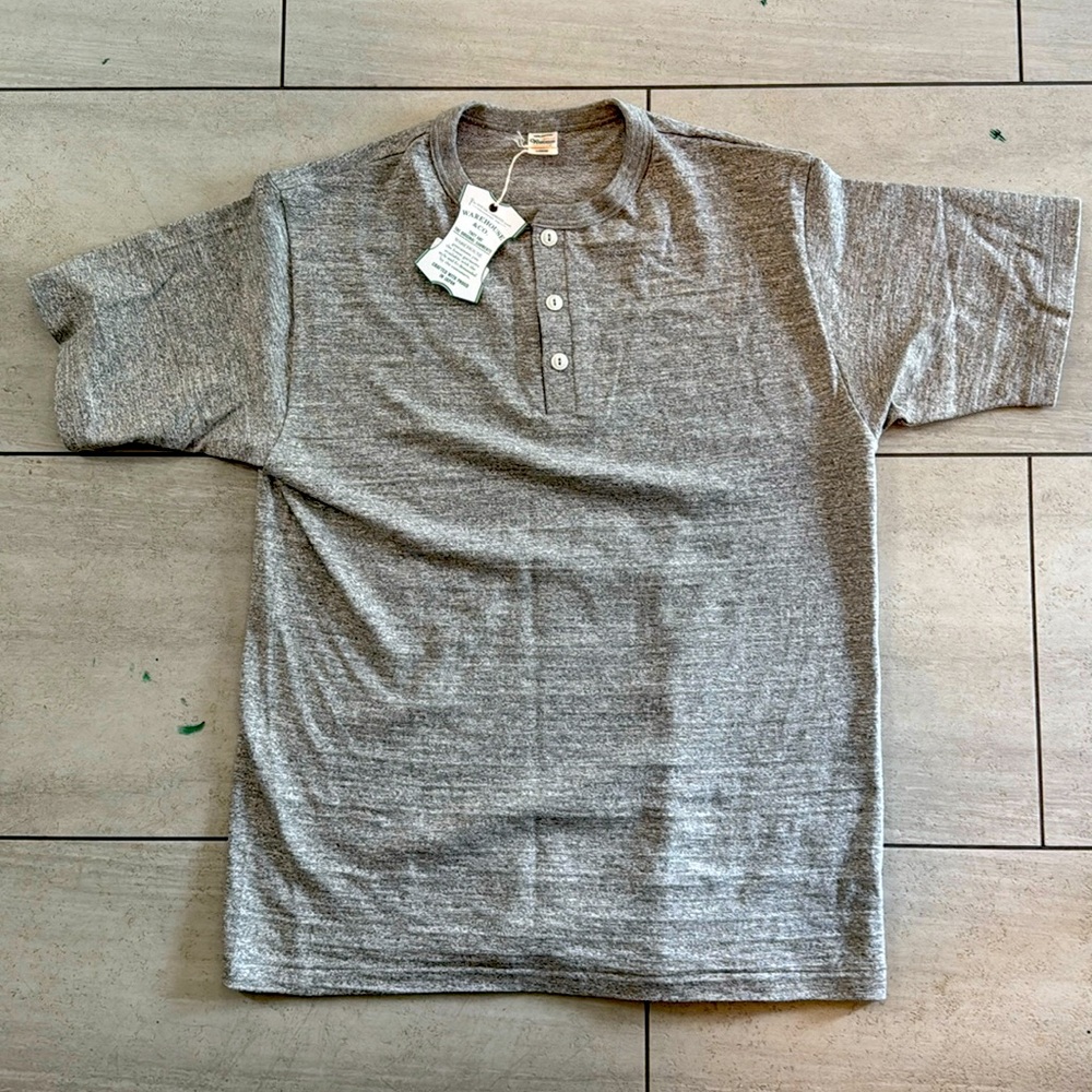 Warehouse 4601 S/S Henley-heather grey